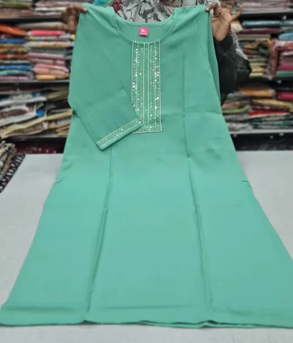 Premium Dual Tone Cotton Zari Embroidery Straight Kurti with Side Cut | SD48